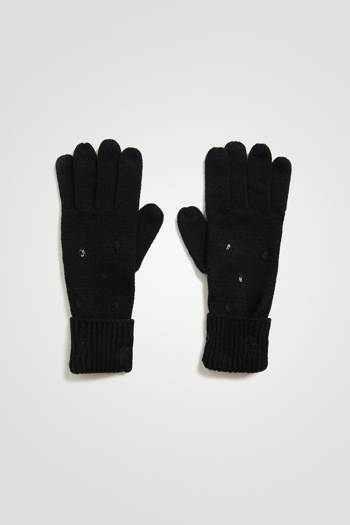 Guantes tricot bordado a tono