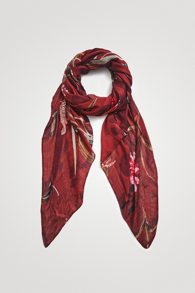 Foulard rectangular floral viscosa 