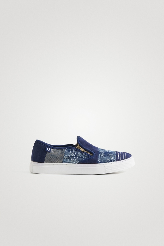 Zapatillas slip on denim cremallera