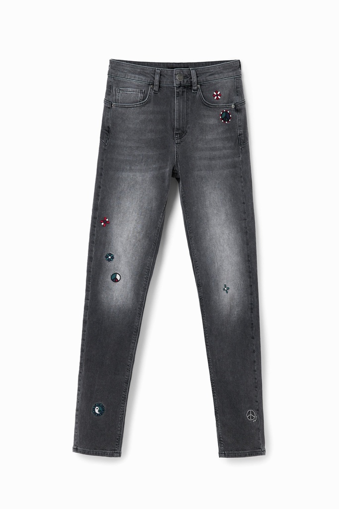 DENIM_FLORECILLA 2000 NEGRO