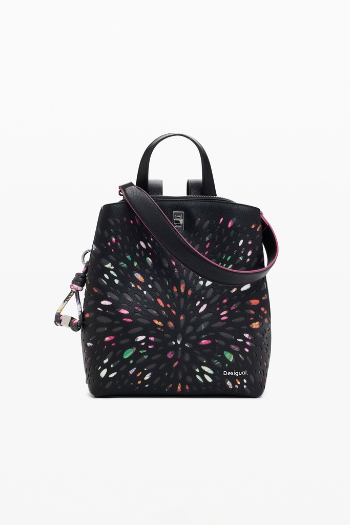 Mochila Desigual Romeo Floral Mini - Negro, Diseño Sumy, Espaciosa Y Con Tirantes Acolchados