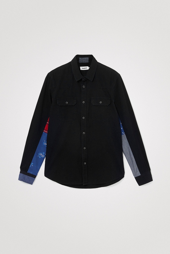 Camisa denim patch estampado