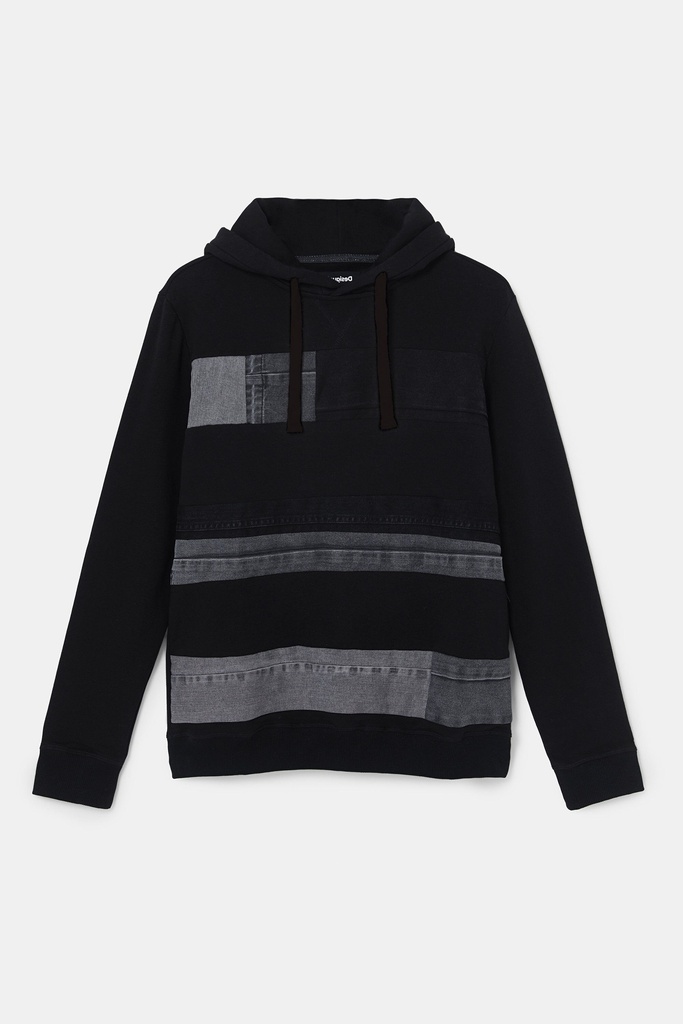 Sudadera felpa parches vaqueros