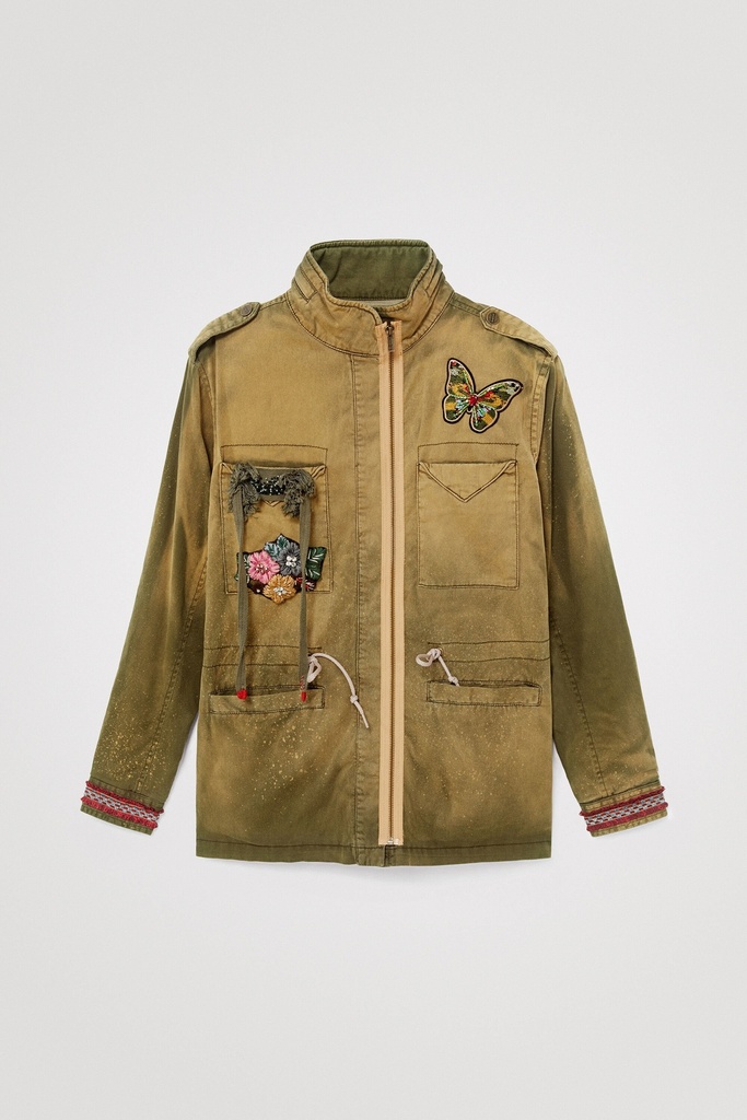 Parka militar bordado mariposa