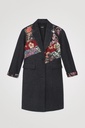 Abrigo loose paño patch floral