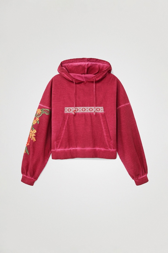 Sudadera corta canguro